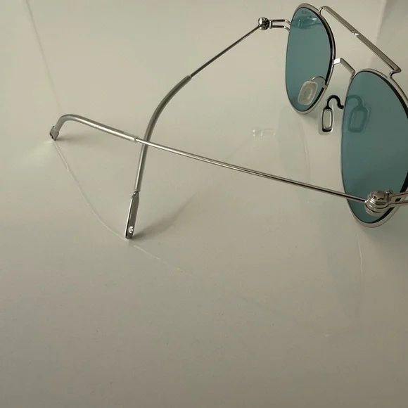 Montblanc Silver Aviator Sunglasses Blue/Green Lenses 54mm